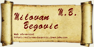 Milovan Begović vizit kartica